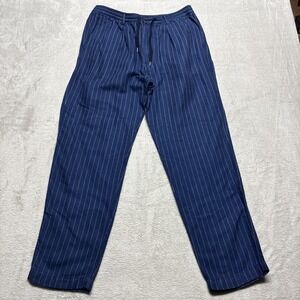 Polo Ralph Lauren Tailored Slim Fit Striped Linen Straight Leg Pants Mens L Blue